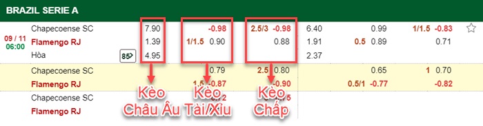 bảng kèo trận đấu Chapecoense vs Flamengo