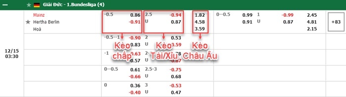 bảng kèo trận đấu Mainz vs Hertha Berlin