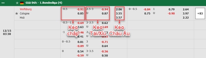 bảng kèo trận đấu Wolfsburg vs Cologne