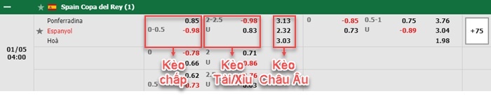 bảng kèo trận đấu Ponferradina vs Espanyol