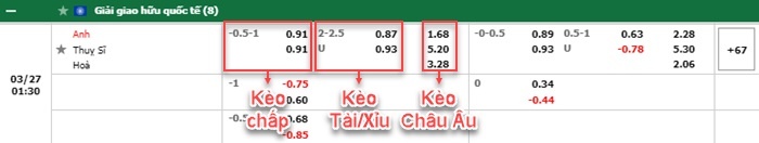 bảng kèo trận đấu Anh vs Thụy Sĩ
