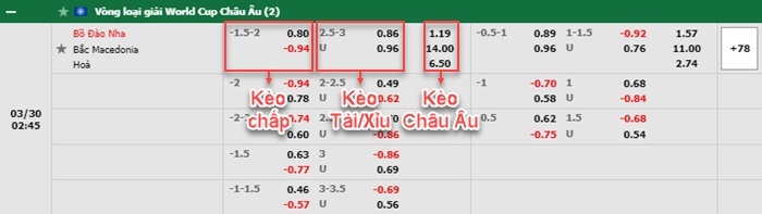 bảng kèo trận đấu Bồ Đào Nha vs Bắc Macedonia