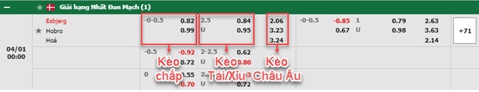 bảng kèo trận đấu Esbjerg vs Hobro