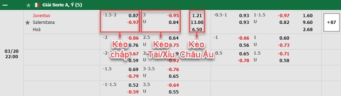 bảng kèo trận đấu Juventus vs Salernitana