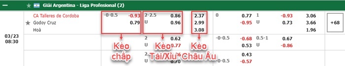 bảng kèo trận đấu Talleres Cordoba vs Godoy Cruz