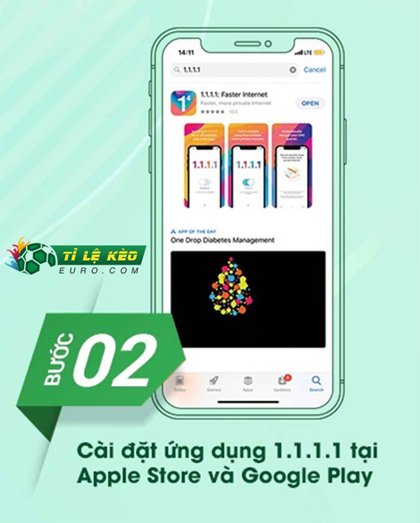 Cài đặt ứng dụng 1.1.1.1 tại App Store hoặc Google Play nếu bị chặn