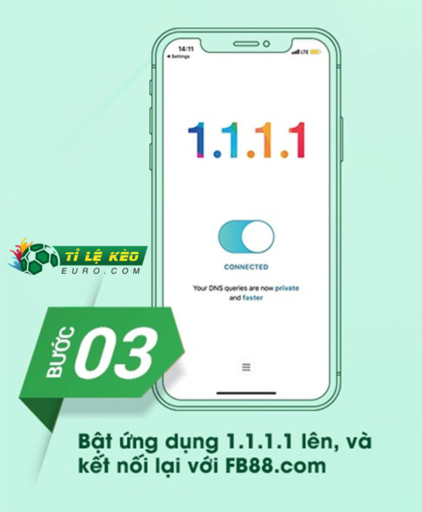 Bật ứng dụng 1.1.1.1 lên đề vào FB88