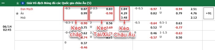bảng kèo trận đấu Đan Mạch vs Áo