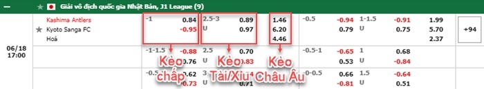 bảng kèo trận đấu Kashima Antlers vs Kyoto Sanga