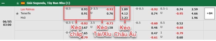 bảng kèo trận đấu Las Palmas vs Tenerife