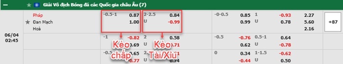 bảng kèo trận đấu Pháp vs Đan Mạch