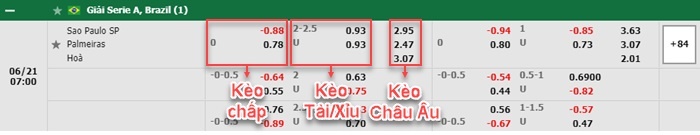 bảng kèo trận đấu Sao Paulo vs Palmeiras