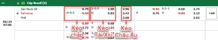 bảng kèo trận đấu Sao Paulo vs Palmeiras