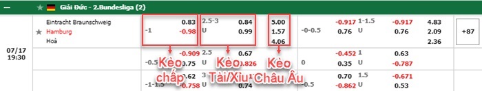 bảng kèo trận đấu Eintracht Braunschweig vs Hamburger