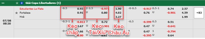 bảng kèo trận đấu Estudiantes vs Fortaleza