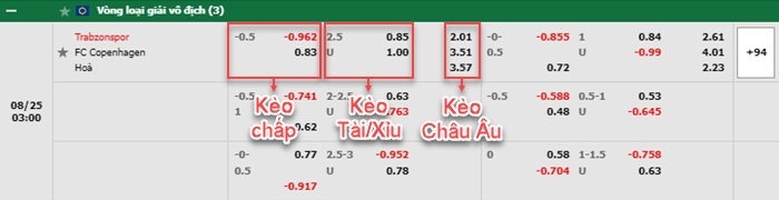 bảng kèo trận đấu Trabzonspor vs Kobenhavn