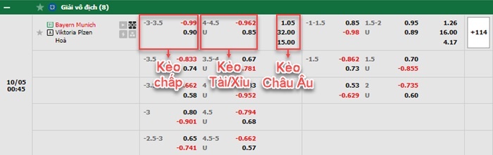 bảng kèo trận đấu Bayern Munich vs Viktoria Plzen
