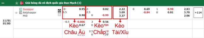 bảng kèo trận đấu Sivasspor vs Antalyaspor