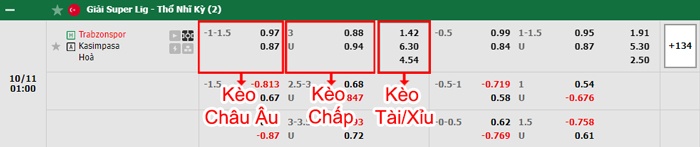 bảng kèo trận đấu Trabzonspor vs Kasimpasa