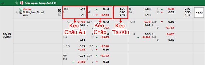bảng kèo trận đấu Wolves vs Nottingham