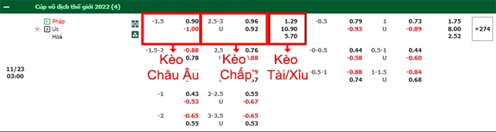 bảng kèo trận đấu Pháp vs Australia