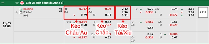 bảng kèo trận đấu Reading vs Preston