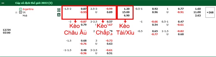 bảng kèo trận đấu Argentina vs Australia