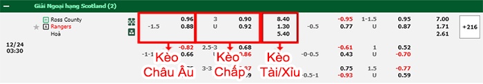 bảng kèo trận đấu County vs Rangers