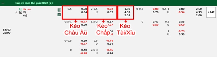 bảng kèo trận đấu Hà Lan vs Mỹ