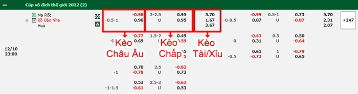 bảng kèo trận đấu Morcocco vs Bồ Đào Nha