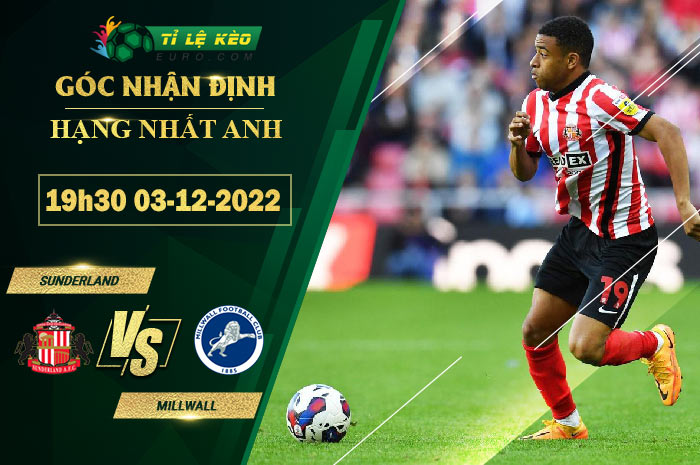 chi tiết kèo đấu Sunderland vs Millwall
