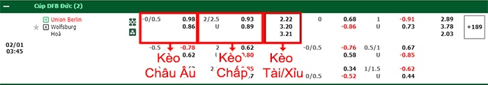 bảng kèo trận đấu Union Berlin vs Wolfsburg