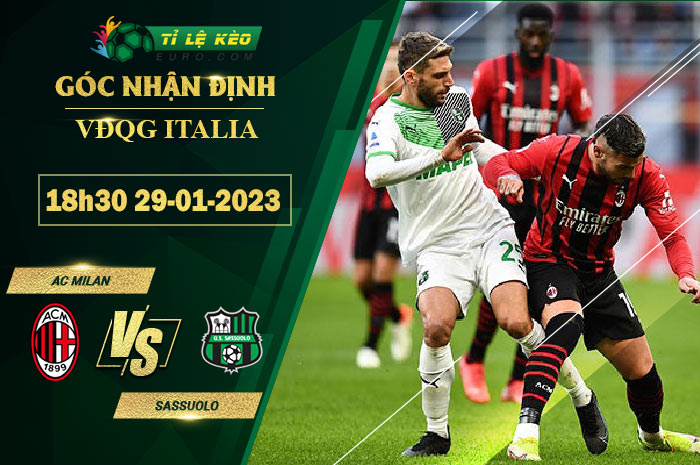 chi tiết kèo đấu AC Milan vs Sassuolo