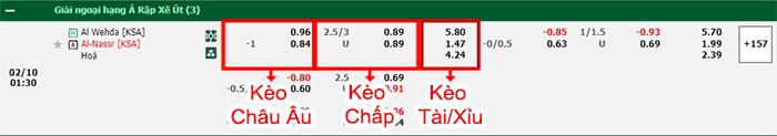 bảng kèo trận đấu Al-Wehda vs Al-Nassr