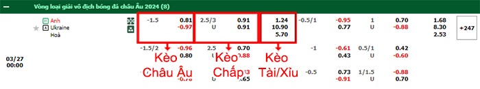 bảng kèo trận đấu Anh vs Ukraine