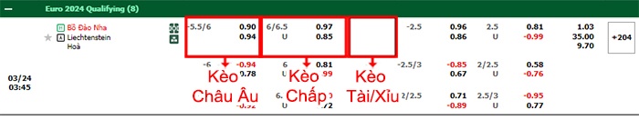 bảng kèo trận đấu Bồ Đào Nha vs Liechtenstein