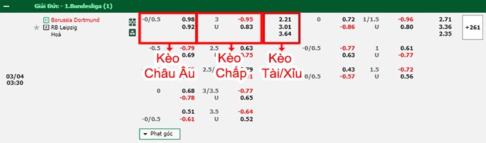 bảng kèo trận đấu Dortmund vs RB Leipzig