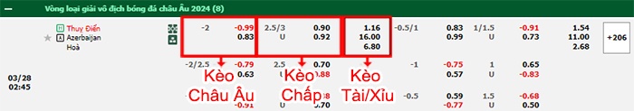 bảng kèo trận đấu Thụy Điển vs Azerbaijan