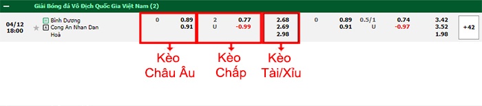 bảng kèo trận đấu Bình Dương vs Công An Hà Nội
