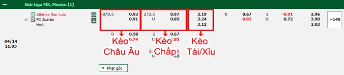 bảng kèo trận đấu San Luis vs FC Juarez