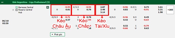 bảng kèo trận đấu Barracas Central vs Rosario Central