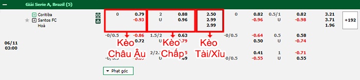 bảng kèo trận đấu Coritiba vs Santos