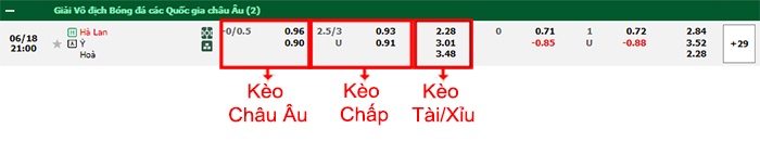 bảng kèo trận đấu Hà Lan vs Italia