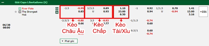 bảng kèo trận đấu River Plate vs The Strongest
