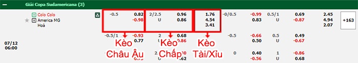 bảng kèo trận đấu Colo Colo vs America MG