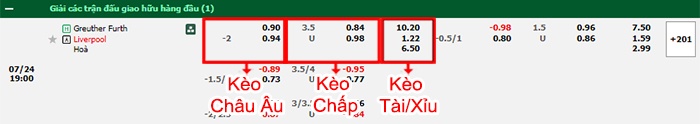 bảng kèo trận đấu Greuther Furth vs Liverpool