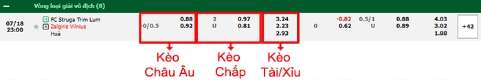 bảng kèo trận đấu Struga Trim-Lum vs Zalgiris