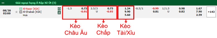bảng kèo trận đấu Al-Nassr vs Al-Shabab