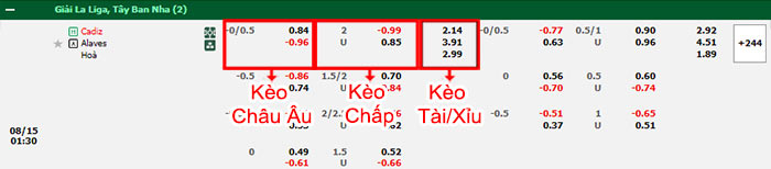 bảng kèo trận đấu Cadiz vs Alaves