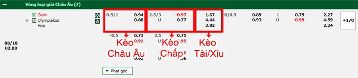 bảng kèo trận đấu Genk vs Olympiakos